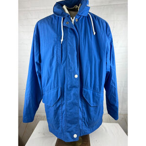 Vintage Men’s London Fog Full Zip Hooded Outdoor Jacket Size Medium Reg Blue EUC